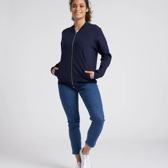 NAVY Brooke Bomber Sweatshirt - Picture 2 of 13